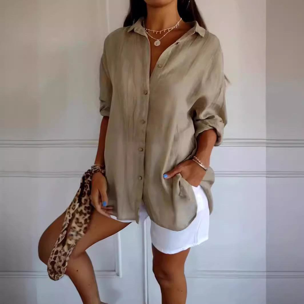 Olivia - Chic Long-Sleeve Open Front Blouse