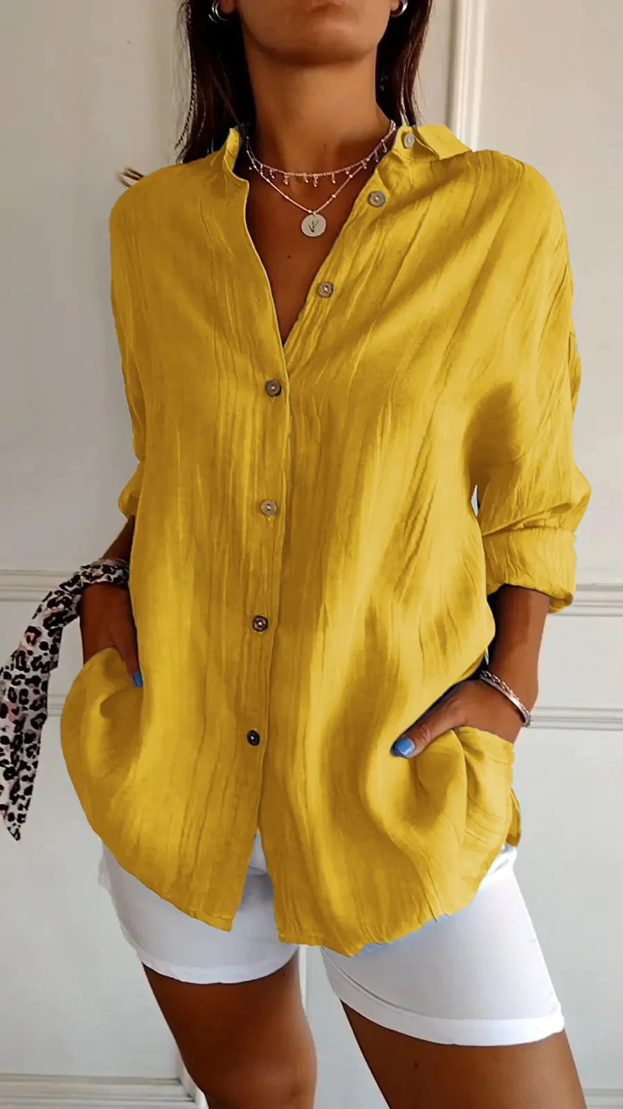 Olivia - Chic Long-Sleeve Open Front Blouse
