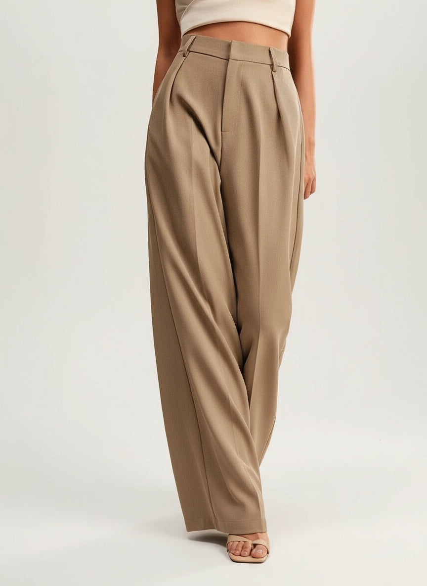 Women's Wide Leg Tailored Trousers – High Waist Smart Trousers