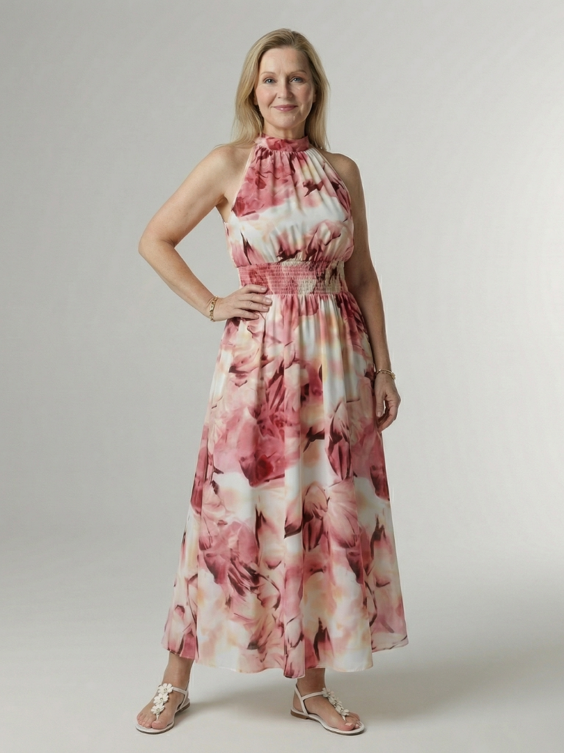 Sylin - Geraffineerde Halter Midi Jurk