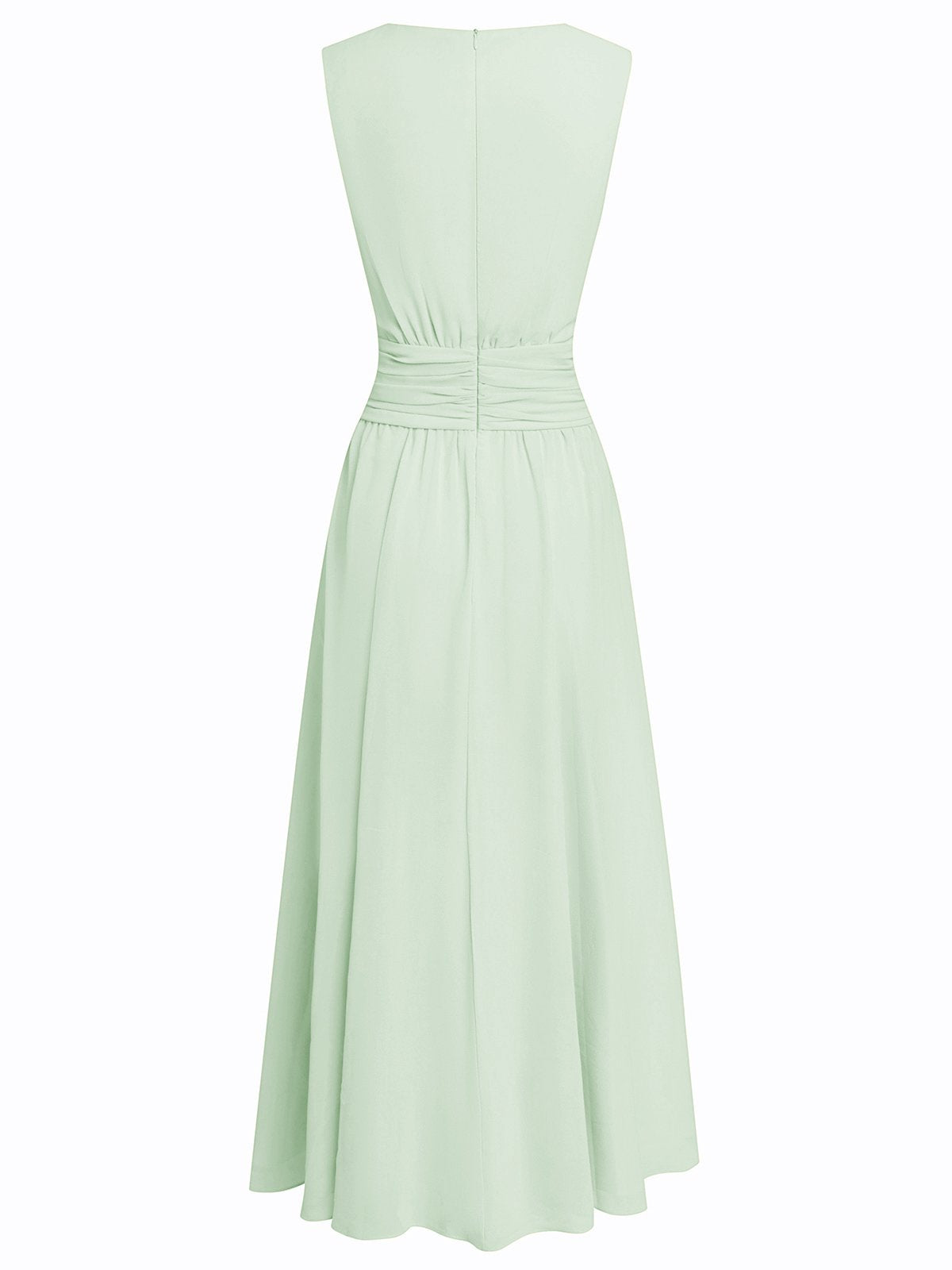 Sleeveless Ruched A-Line Maxi Dress – Wedding Guest Dress