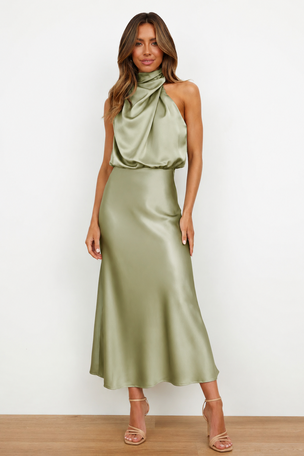Nopal - Mouwloze Midi-jurk met Drapé Hals