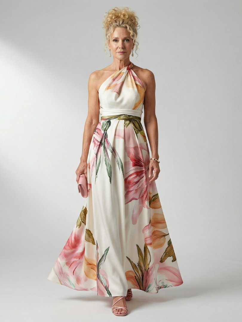 Amiel - Lichte Bloemen Maxi Jurk