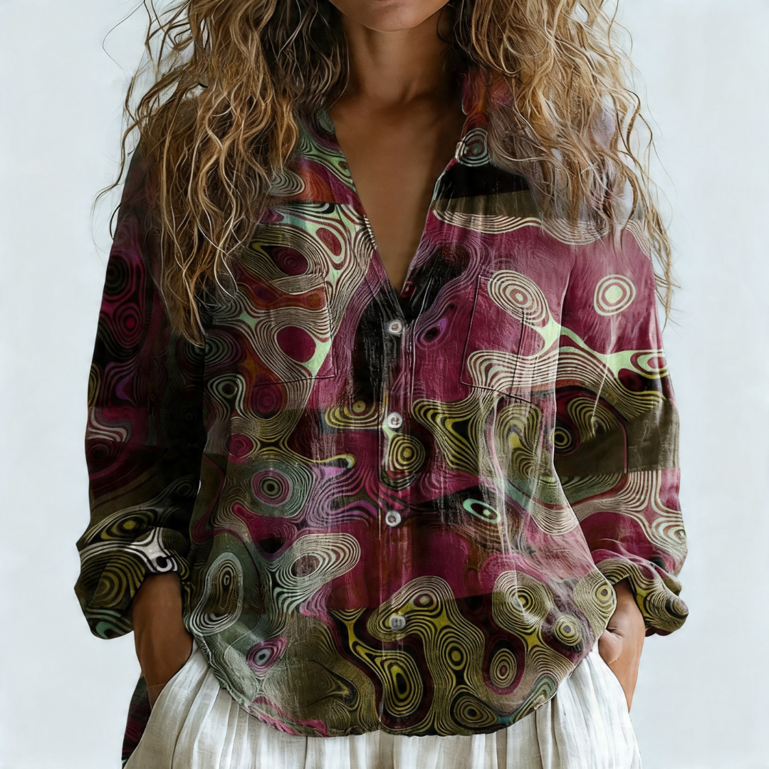 Amelia - Modern Art Cotton Shirt
