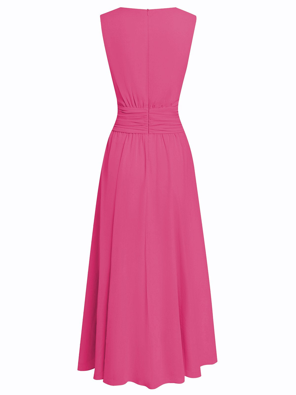 Sleeveless Ruched A-Line Maxi Dress – Wedding Guest Dress