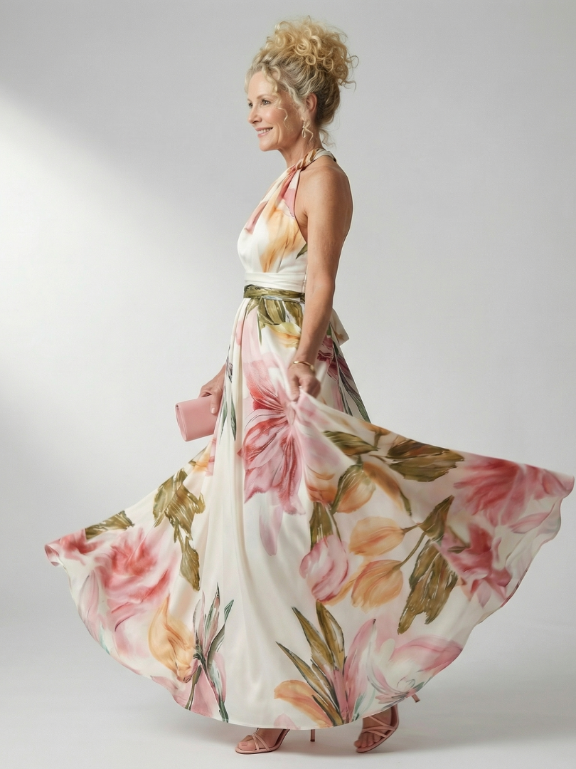 Amiel - Lichte Bloemen Maxi Jurk