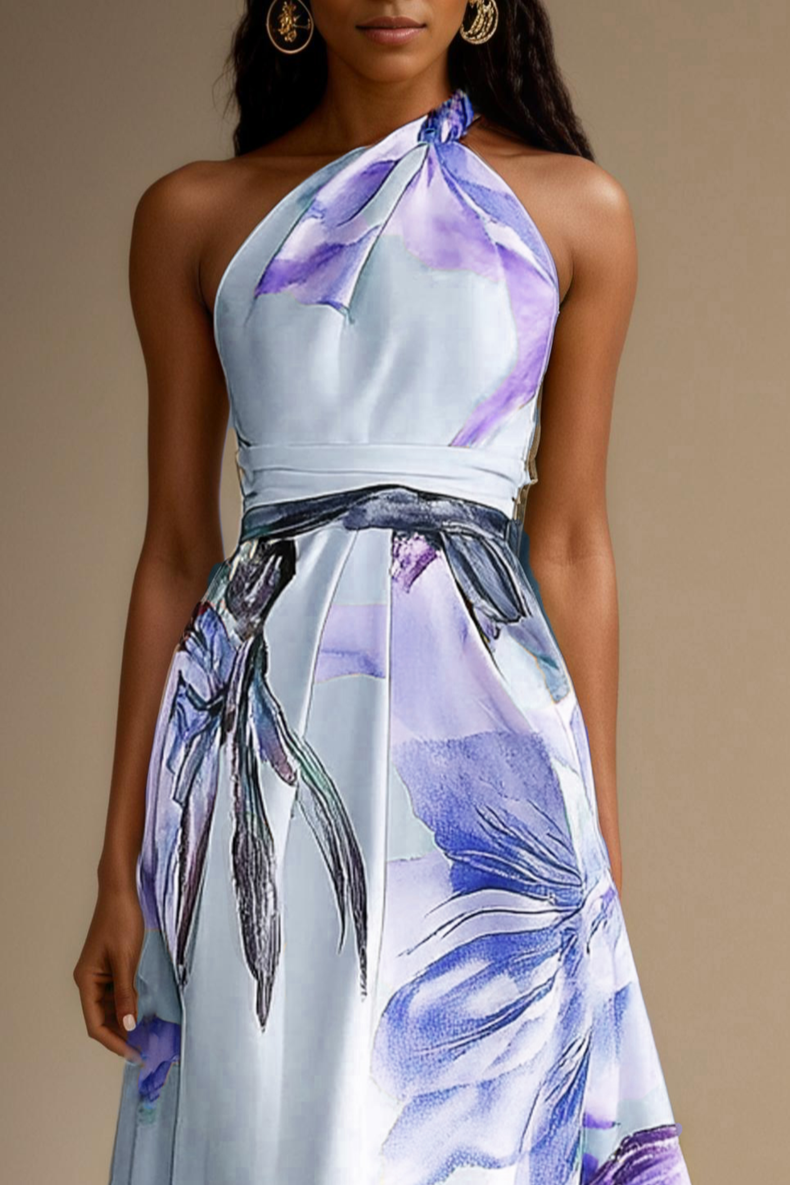 Floral Satin One Shoulder Maxi Dress – Wedding Guest