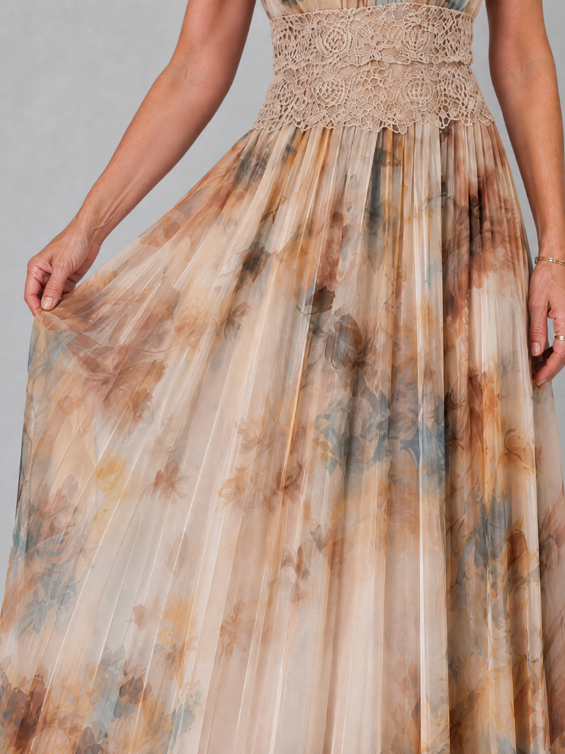 Elavenue - Halter Nek Kanten Taille Maxi Jurk