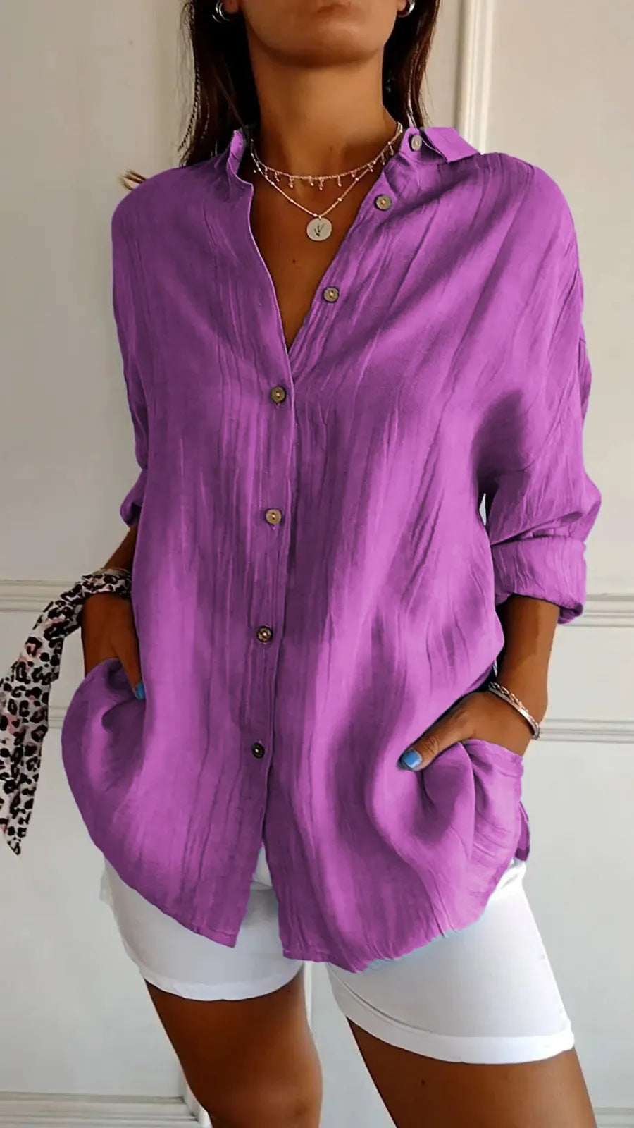 Olivia - Chic Long-Sleeve Open Front Blouse