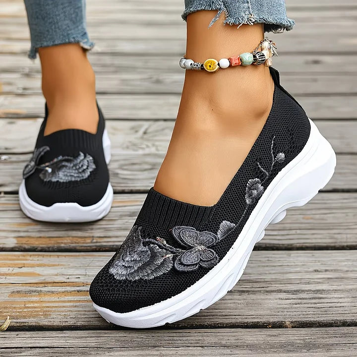 Leetha - Butterfly Embroidered Comfort Loafers