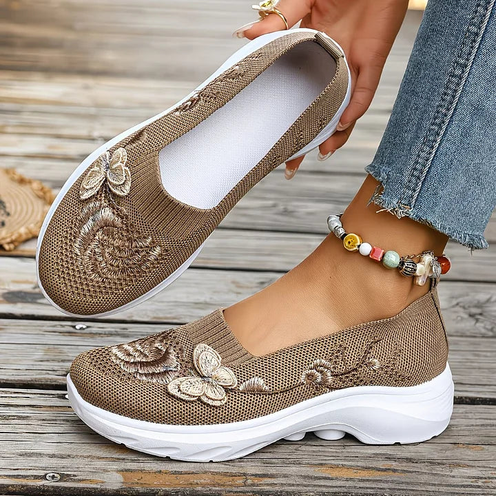 Leetha - Butterfly Embroidered Comfort Loafers