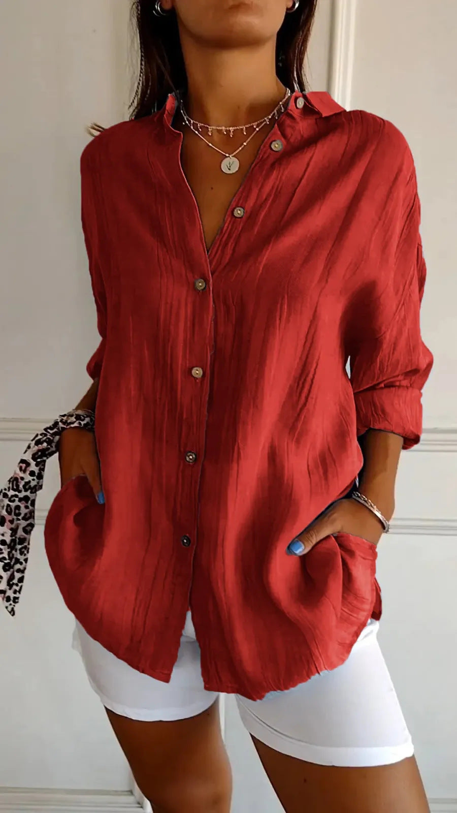 Olivia - Chic Long-Sleeve Open Front Blouse