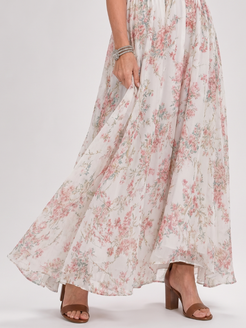 Guinevere - Bloemenprint Vloeiende Midi Jurk