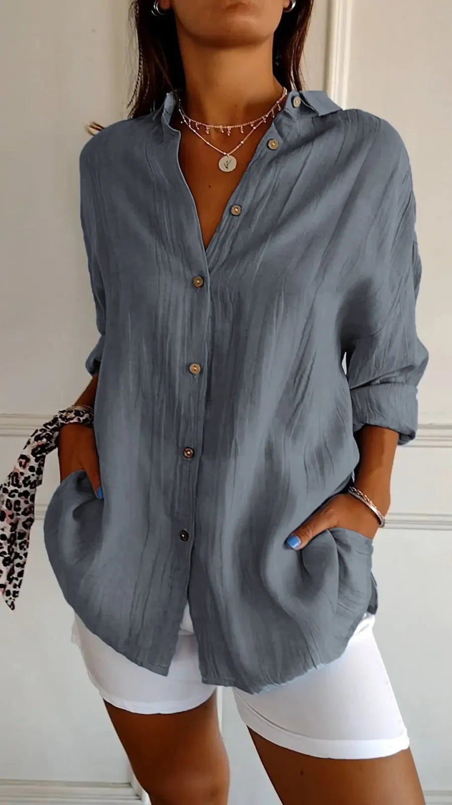 Olivia - Chic Long-Sleeve Open Front Blouse