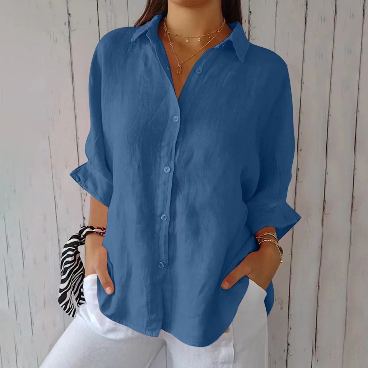 Olivia - Chic Long-Sleeve Open Front Blouse