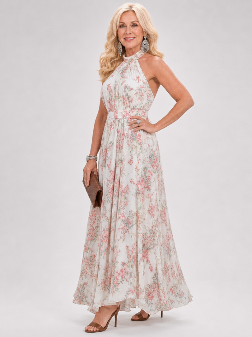 Guinevere - Bloemenprint Vloeiende Midi Jurk