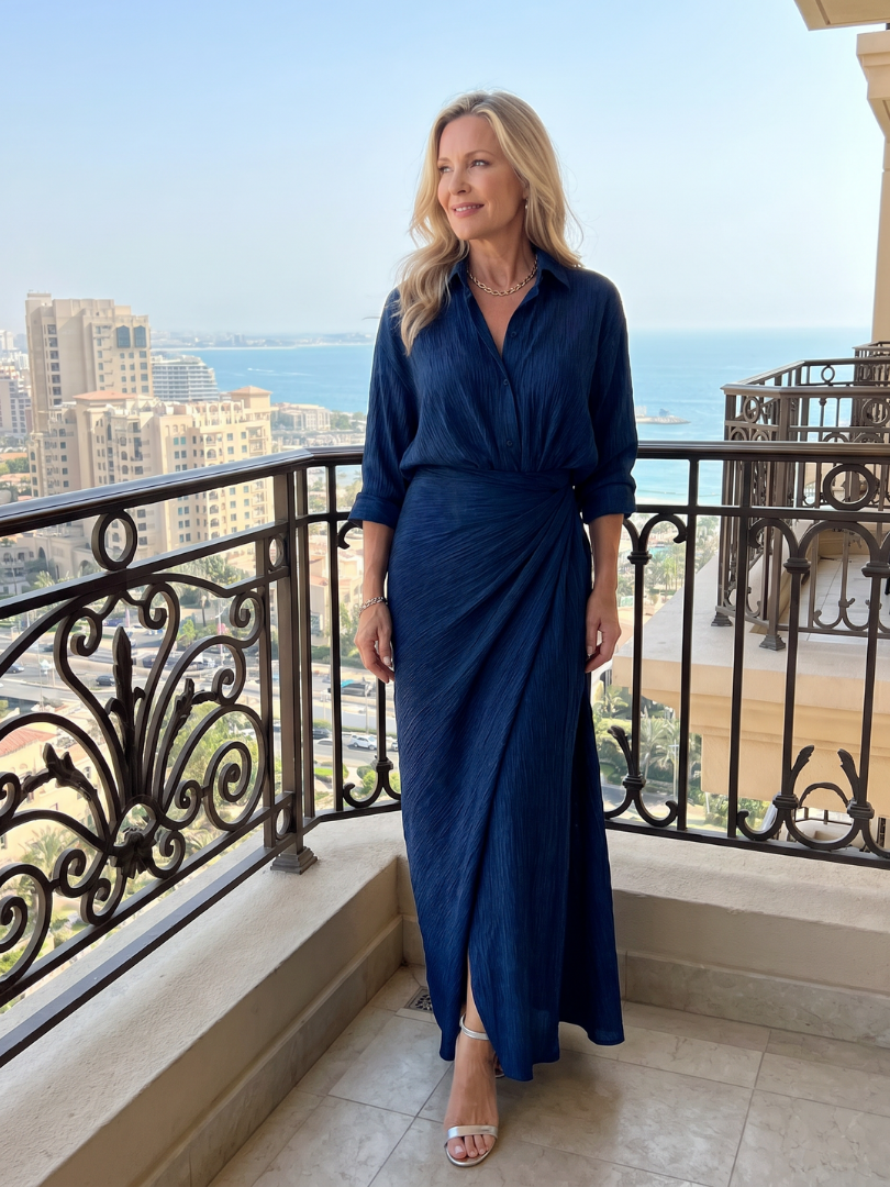 Mirque - Lange Mouw Wrap Front Maxi Jurk