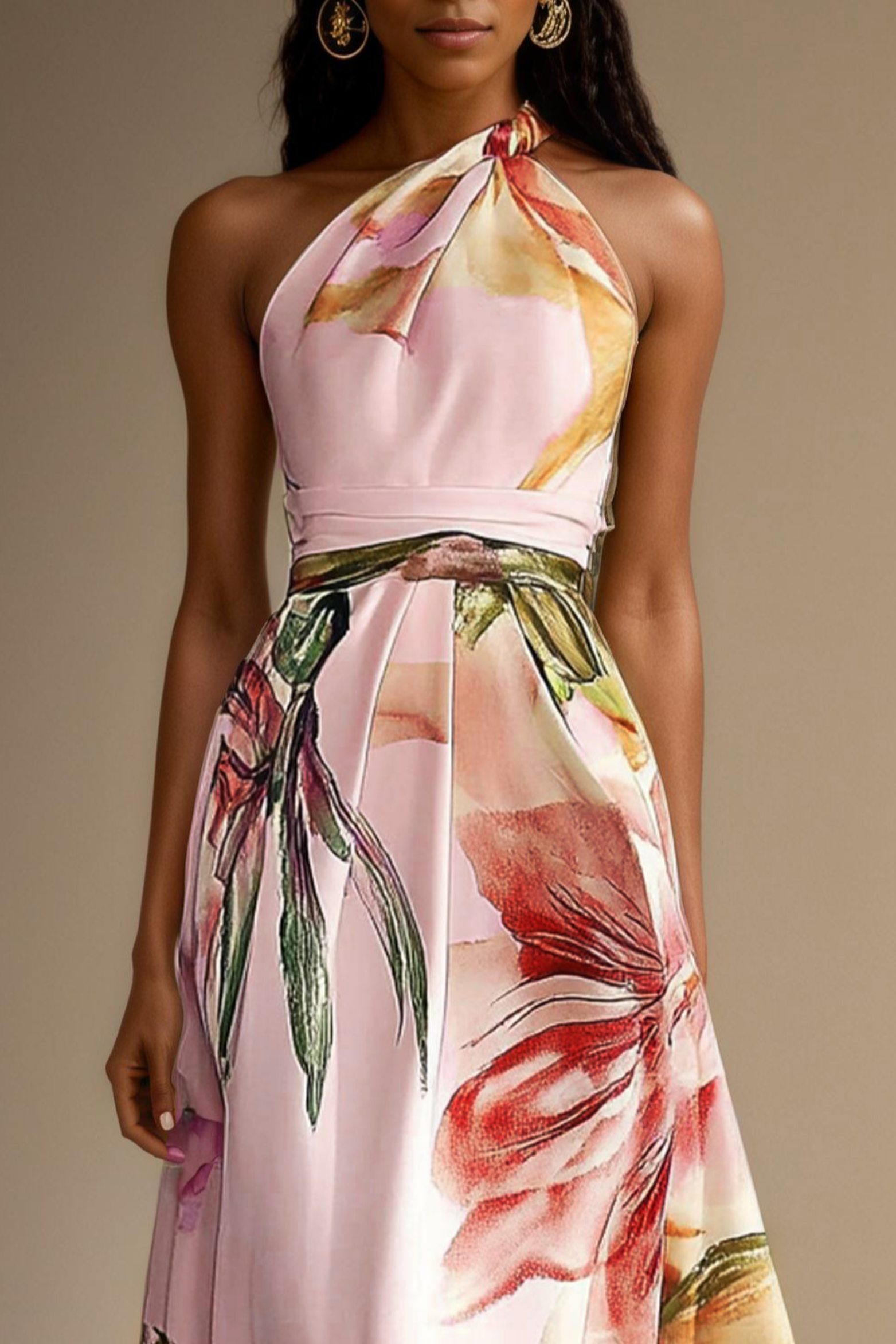 Floral Satin One Shoulder Maxi Dress – Wedding Guest
