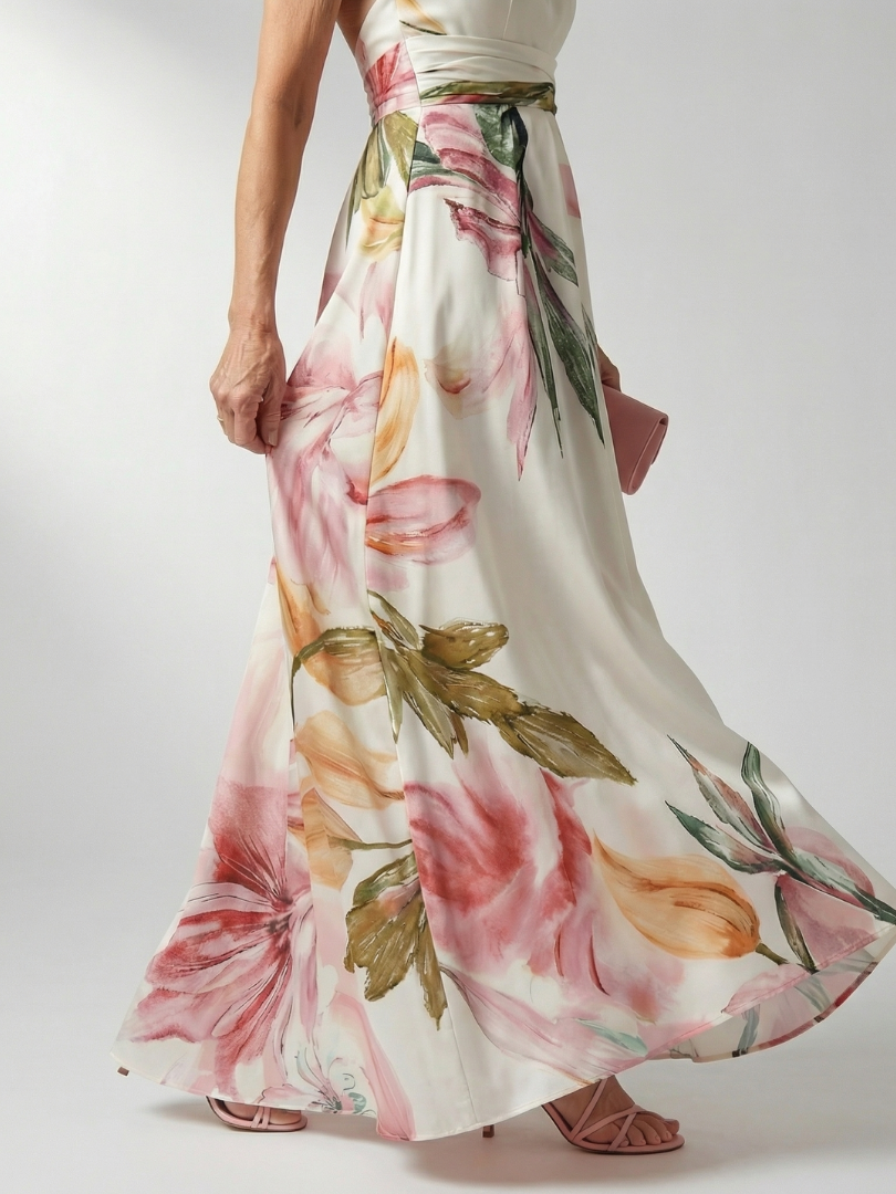 Amiel - Lichte Bloemen Maxi Jurk