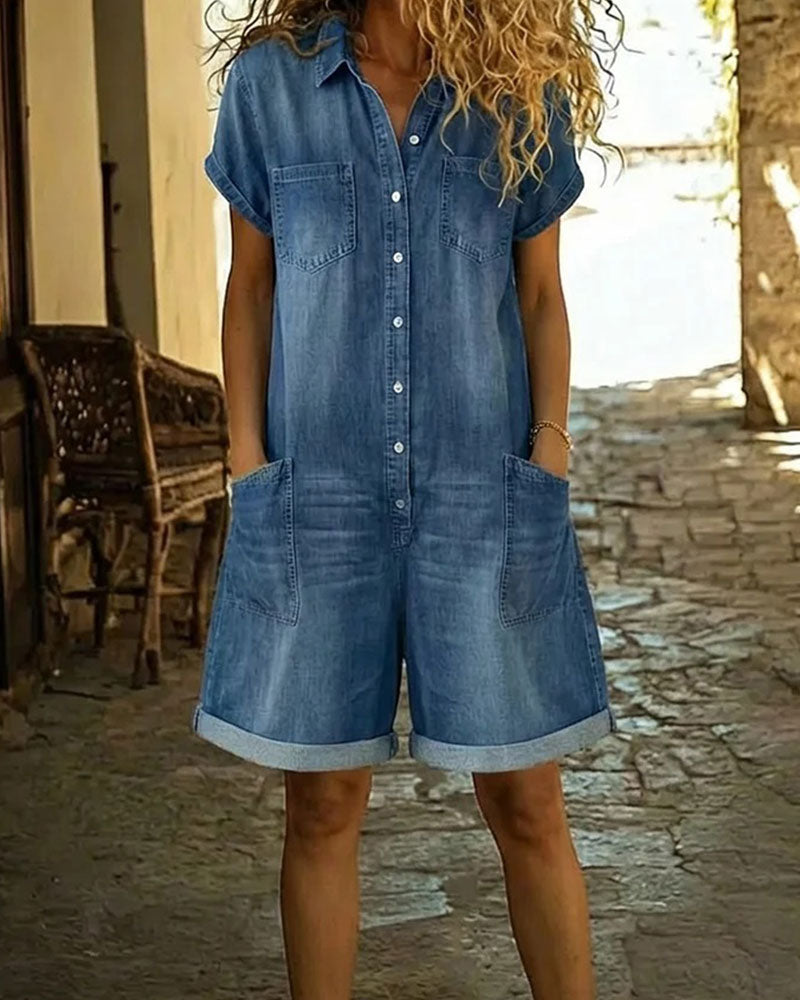 Lily™ Button-Up Denim Jumpsuit