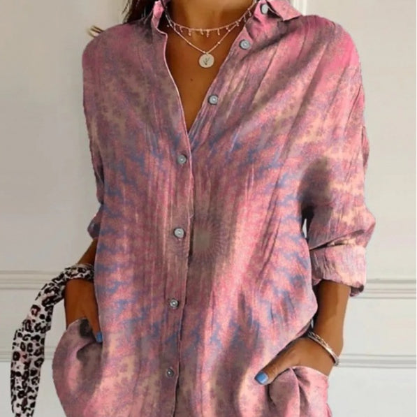Olivia - Chic Long-Sleeve Open Front Blouse