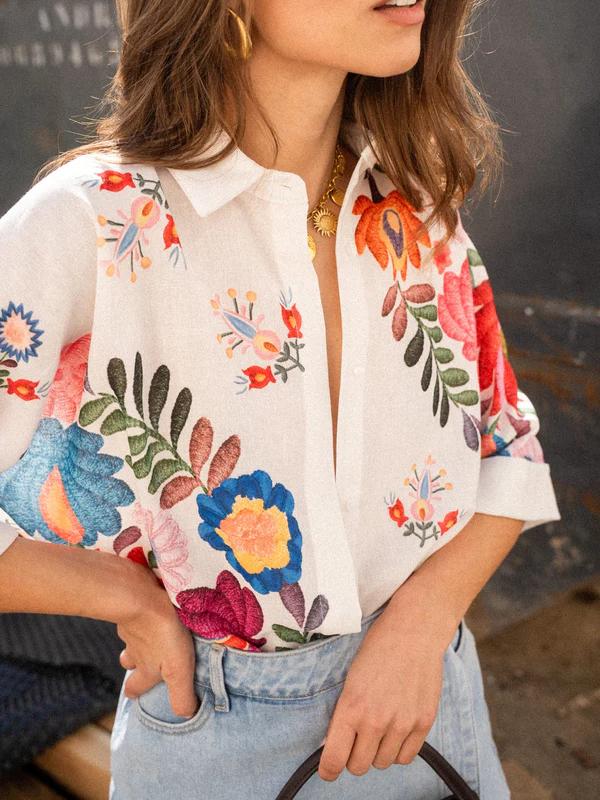 Carla | Floral Print Short-Sleeved Shirt