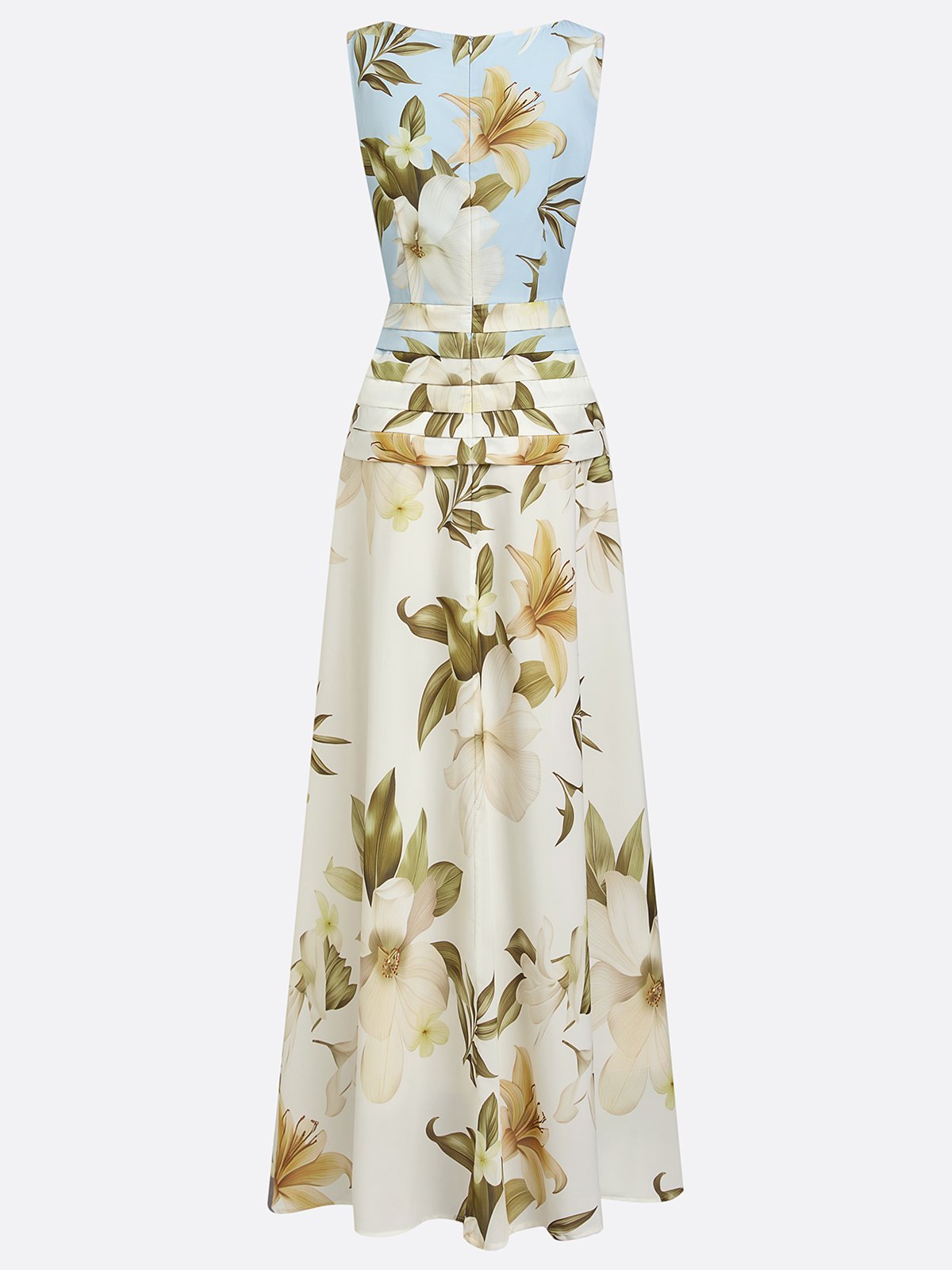 Floral Boat Neck Sleeveless Maxi Dress – Wedding Guest