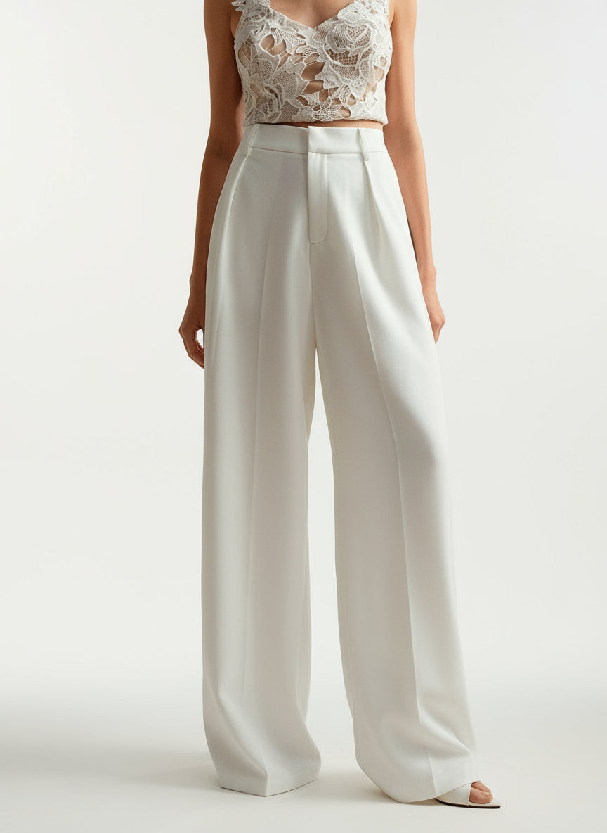 Women's Wide Leg Tailored Trousers – High Waist Smart Trousers