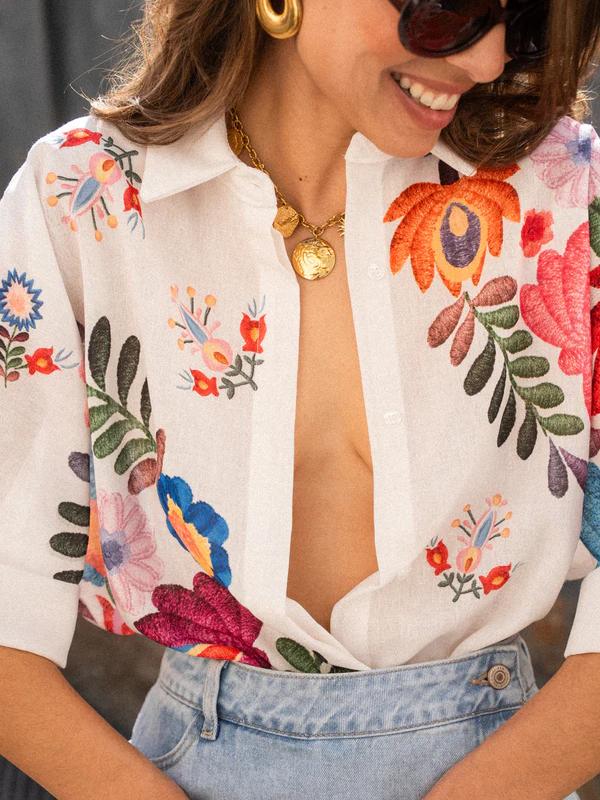 Carla | Floral Print Short-Sleeved Shirt