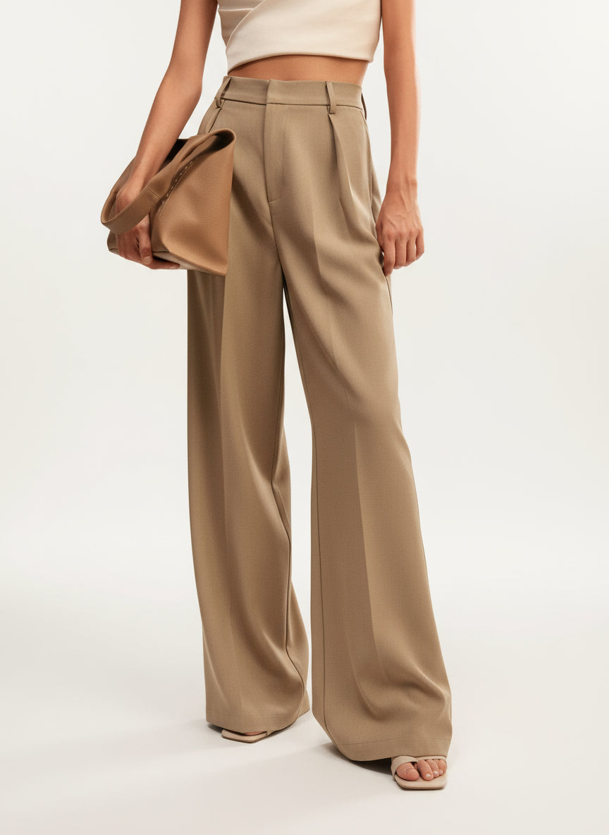 Women's Wide Leg Tailored Trousers – High Waist Smart Trousers