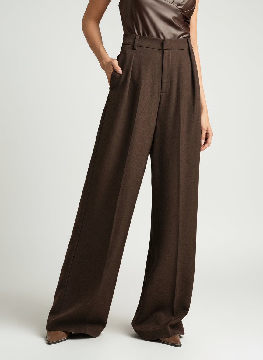 Women's Wide Leg Tailored Trousers – High Waist Smart Trousers