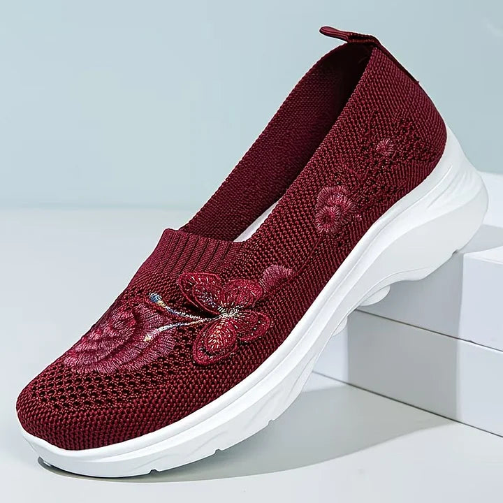Leetha - Butterfly Embroidered Comfort Loafers