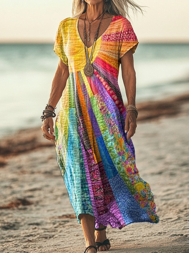 Claire – Bohemian Sun Print Dress