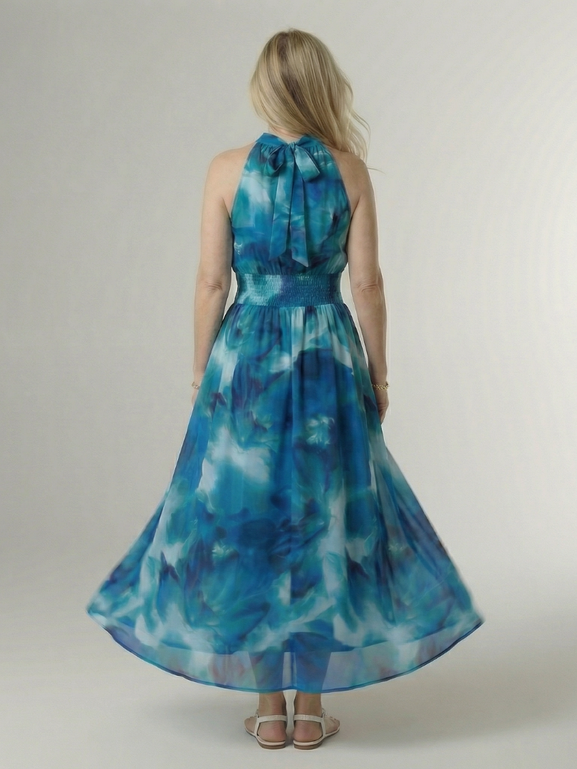 Sylin - Geraffineerde Halter Midi Jurk