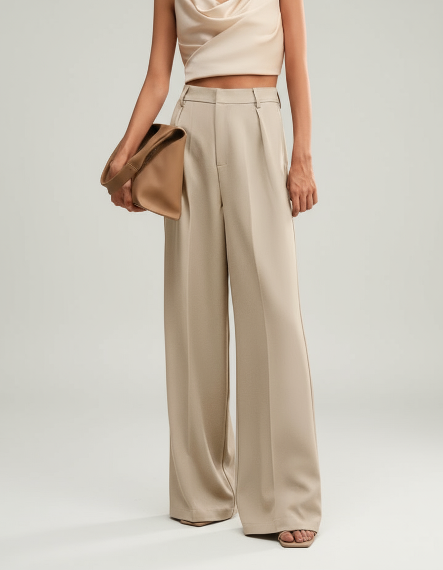 Women's Wide Leg Tailored Trousers – High Waist Smart Trousers