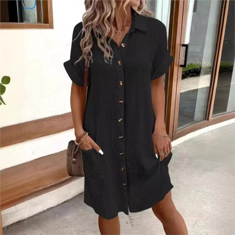 Mary - Monaco Women's Button Down Polo Style Shirt Dress