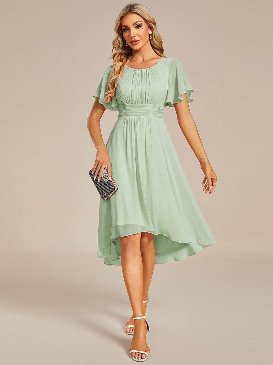 Louise | Flowy Chiffon Round Neckline A-Line Knee Length Dress
