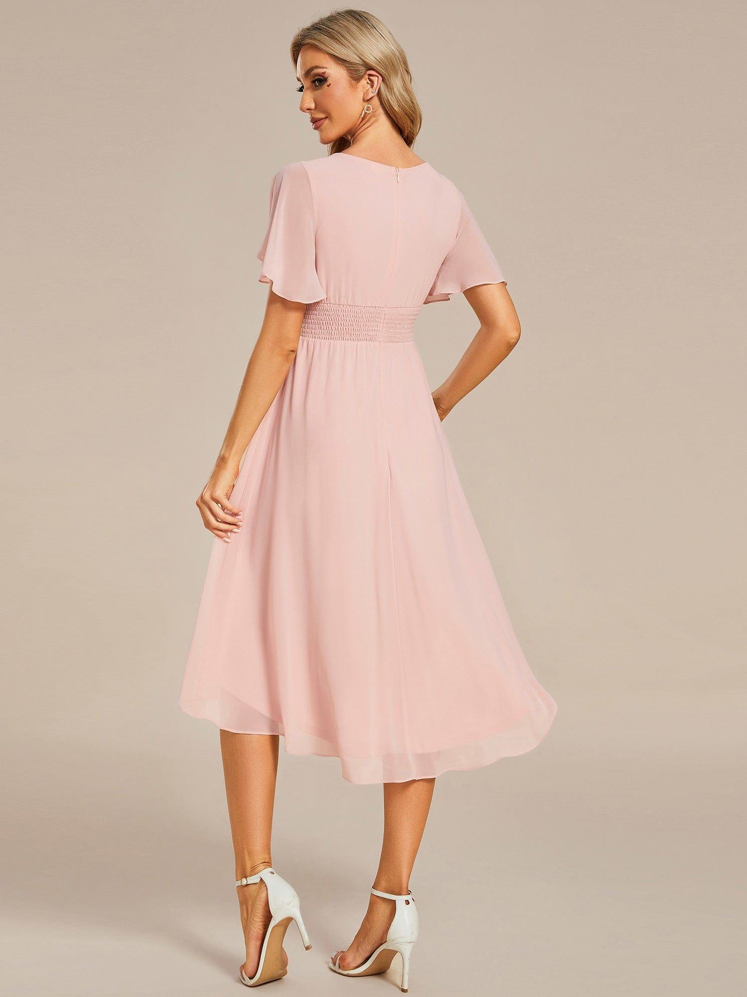 Scarlett | Flowy Chiffon Round Neckline A-Line Knee Length Dress