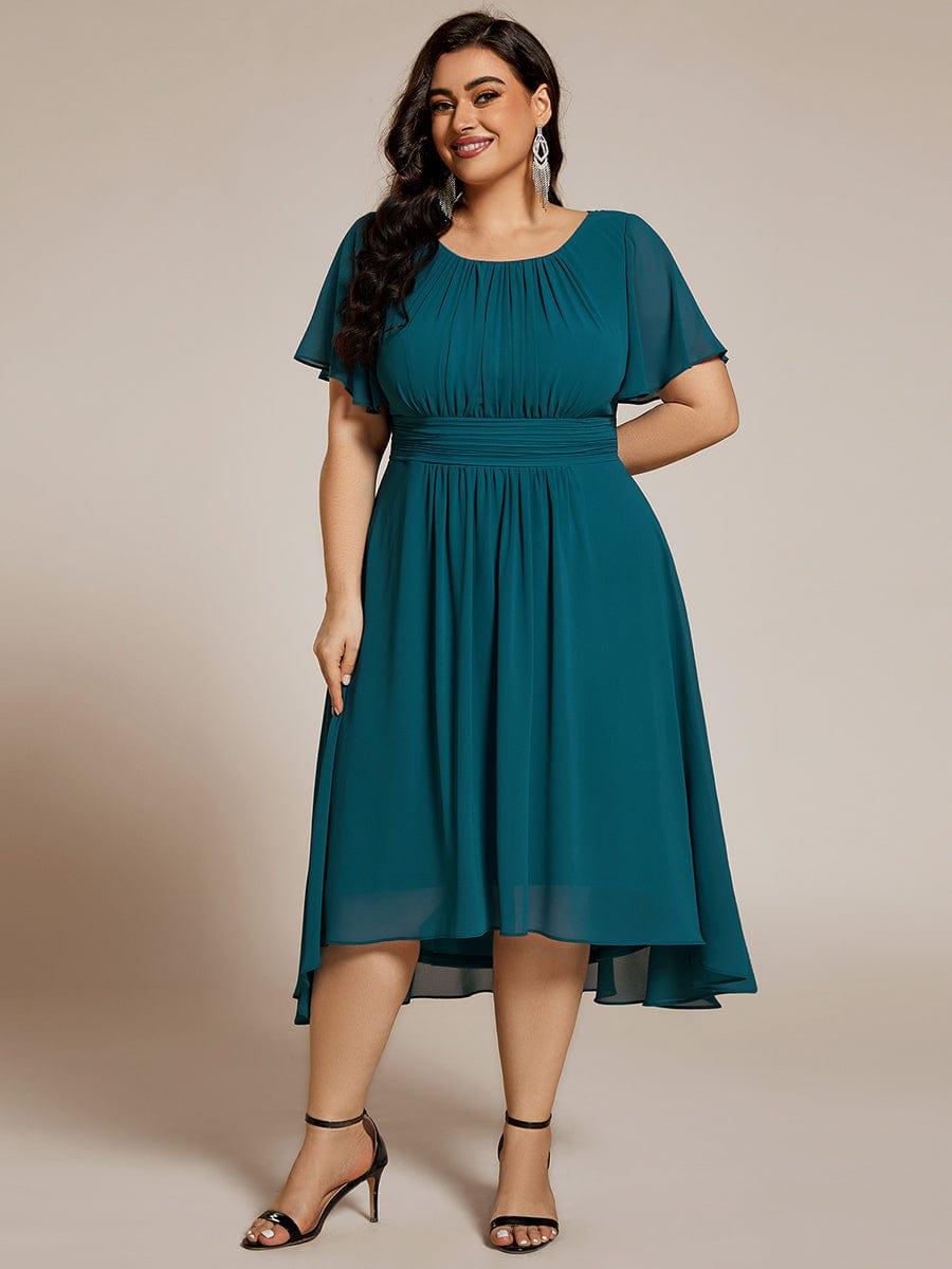 Elisa | Flowy Chiffon Round Neckline A-Line Knee Length Dress