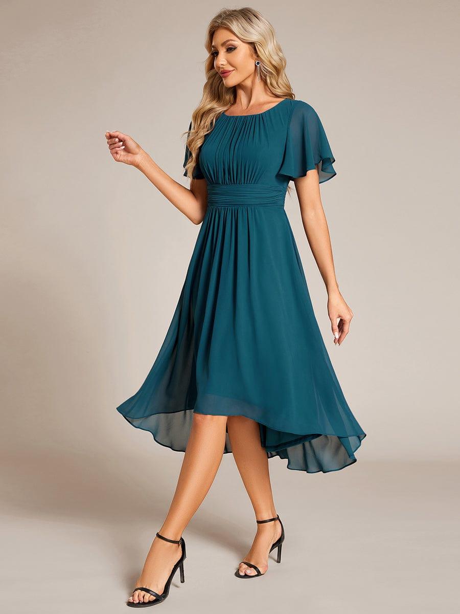 Elisa | Flowy Chiffon Round Neckline A-Line Knee Length Dress