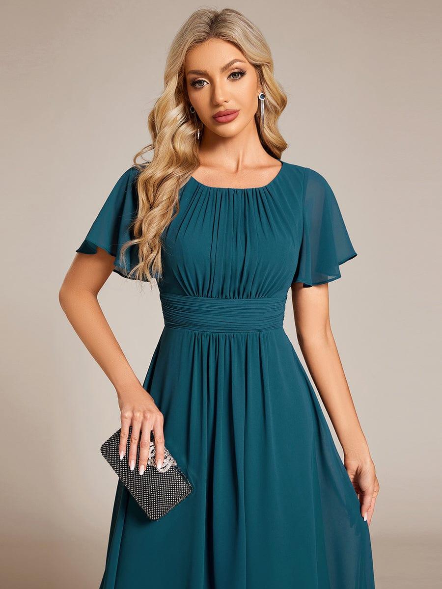 Elisa | Flowy Chiffon Round Neckline A-Line Knee Length Dress