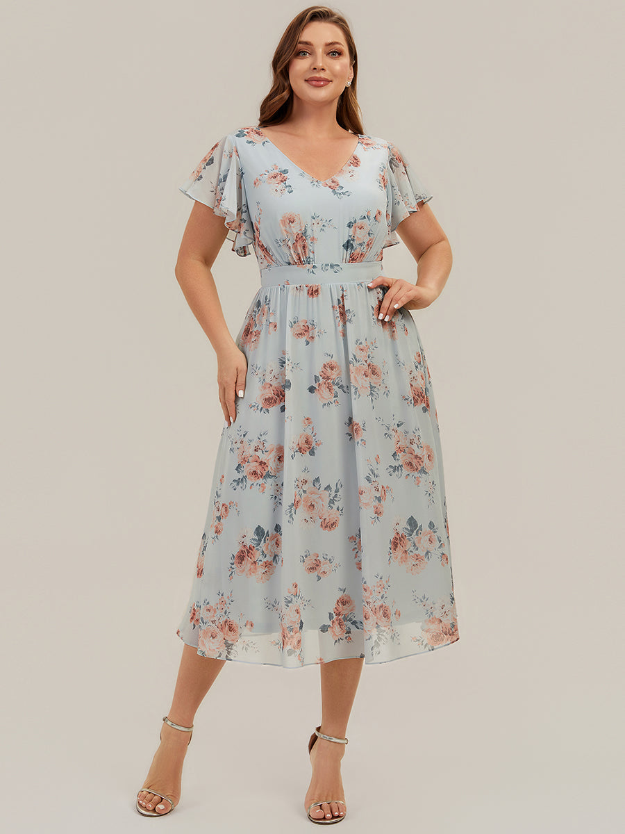 Lilly - Chiffon Ruffle Sleeve A-Line Dress
