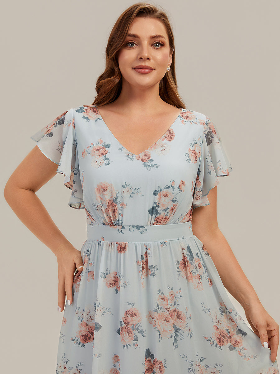 Lilly - Chiffon Ruffle Sleeve A-Line Dress