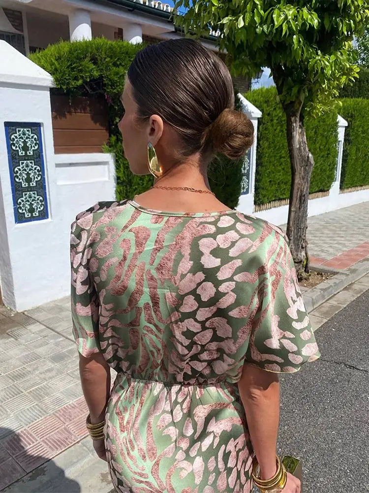 Clarandra™ | Copper Twist-Knot Midi Dress