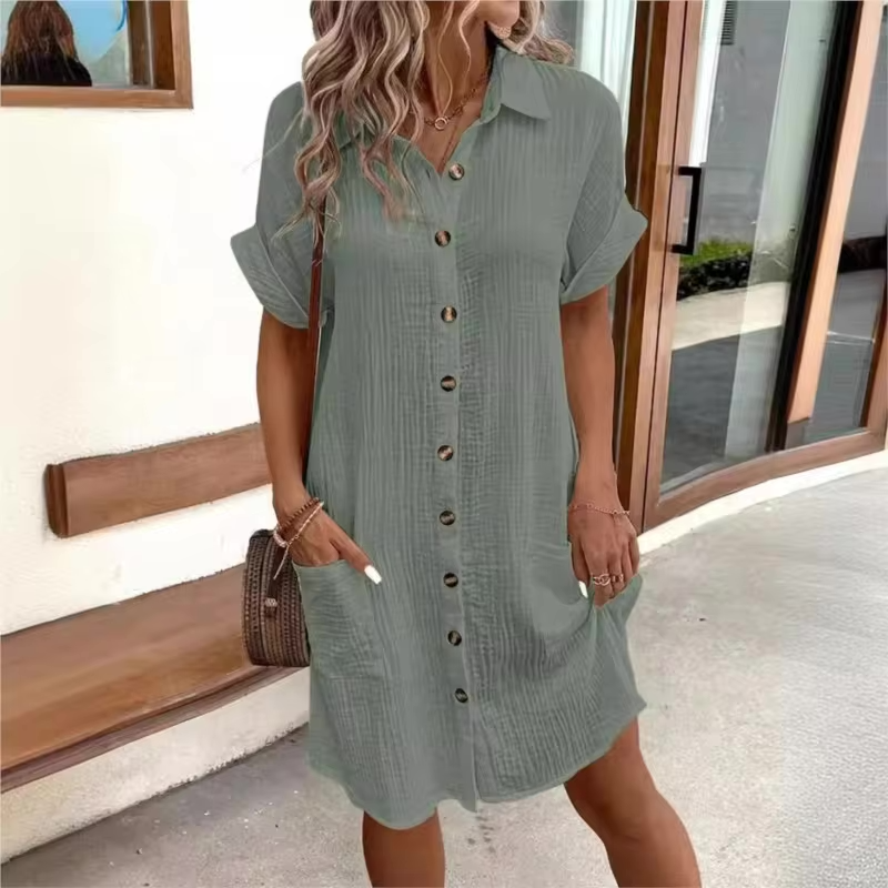 Mary - Monaco Women's Button Down Polo Style Shirt Dress