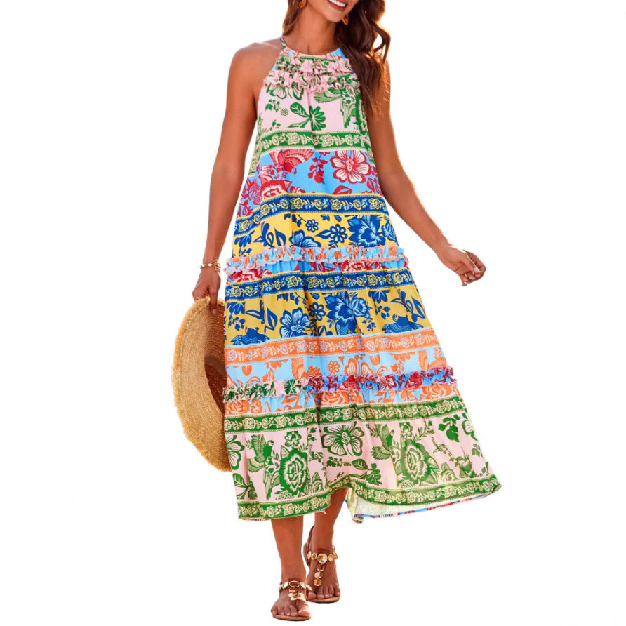 Macy – Chic Boho Halter Tiered Maxi Dress