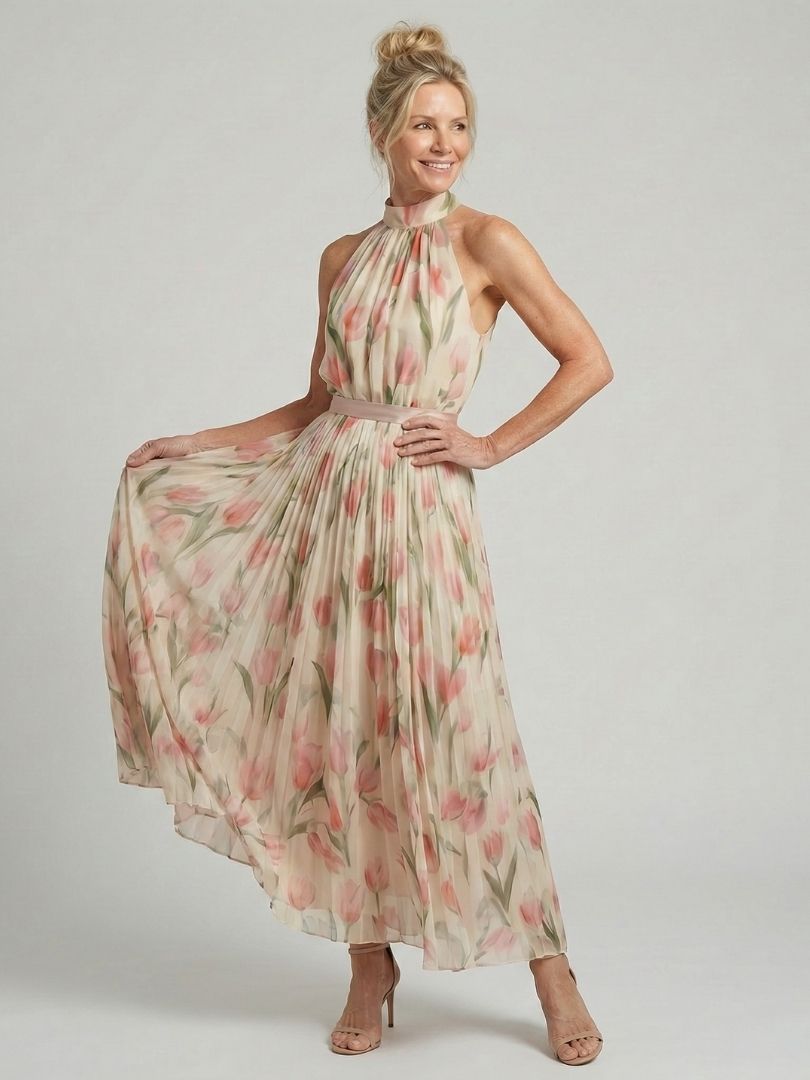 Aurelle - Halter Nech Bloemen Midi Jurk