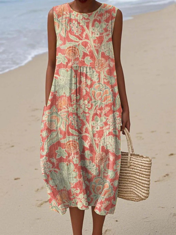 Ellen | Floral Woven Cotton Midi Dress