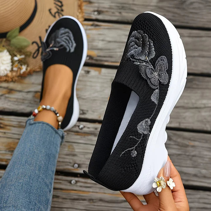 Leetha - Butterfly Embroidered Comfort Loafers
