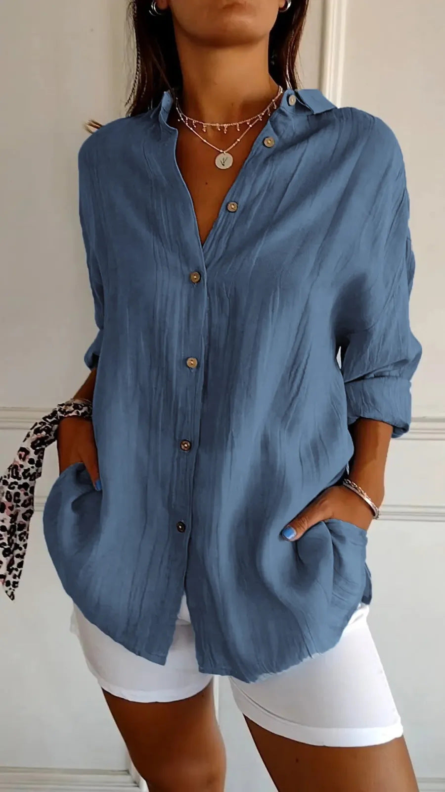 Olivia - Chic Long-Sleeve Open Front Blouse